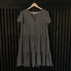 LOFT Button Plaid Dress